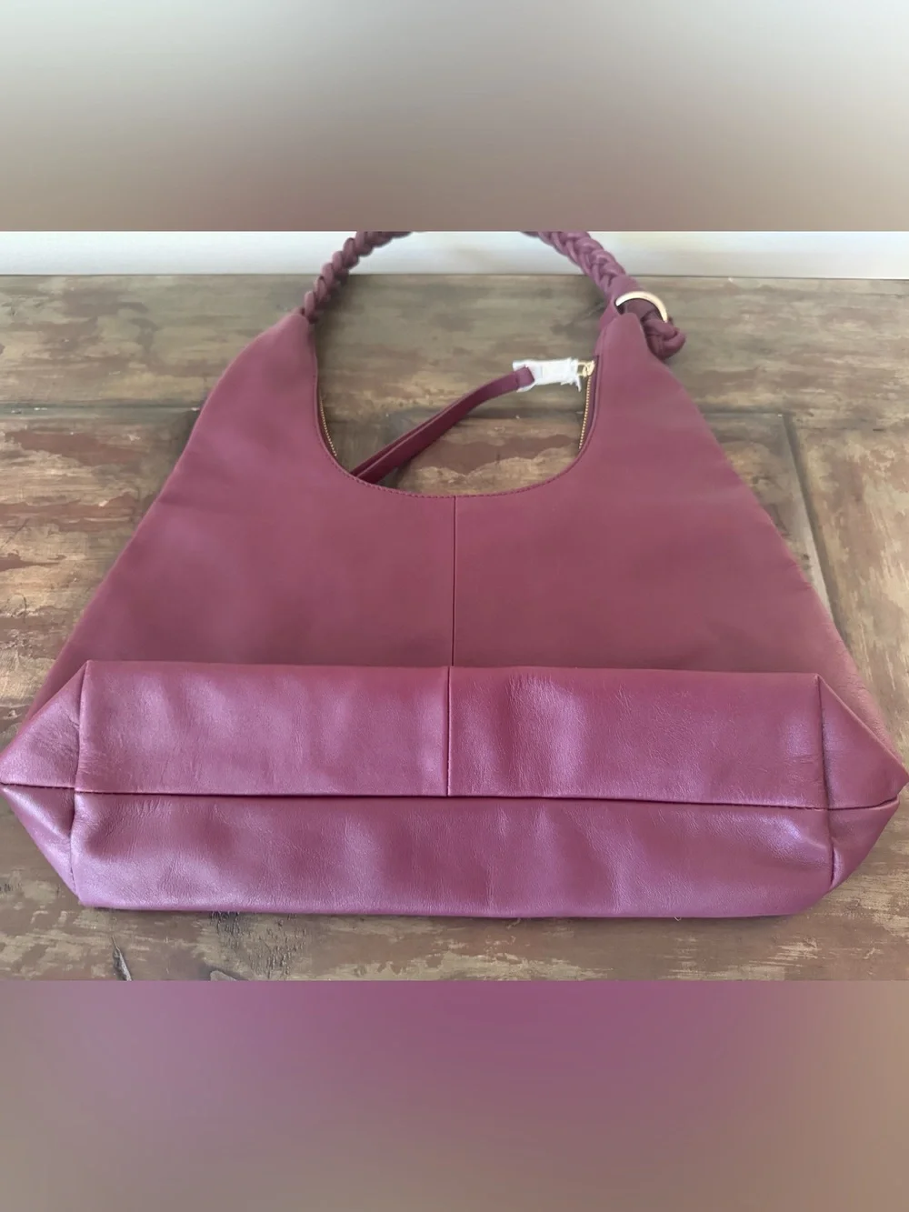 Coldwater Creek Wandering Thyme‎ maroon leather hobo floral embroidered bag